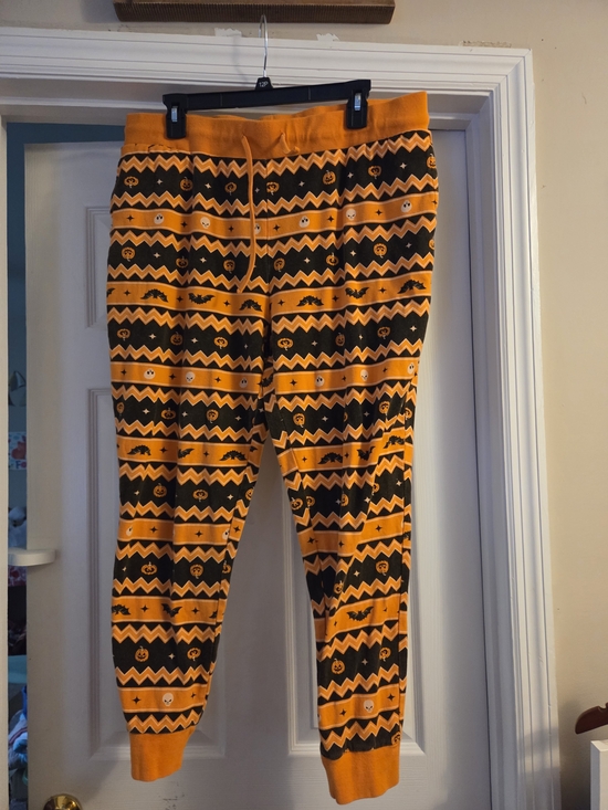 Other - Tagless orange & black jack-o'-lantern & bat Halloween PJ pants m/l